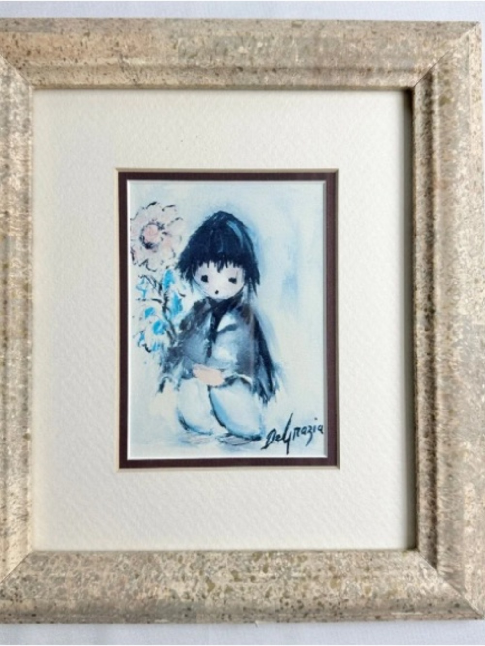 Ted DeGrazia "Wanda's Little Boy" Framed Art Signed Matted Framed Vintage 70s